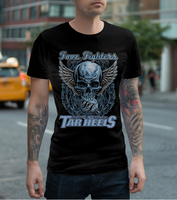 Foo Fighters North Carolina Tar Heels Skull Wings T-Shirt