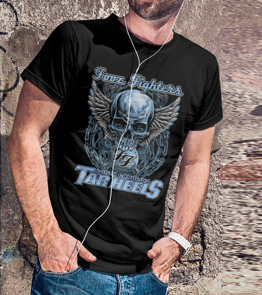 Foo Fighters North Carolina Tar Heels Skull Wings T-Shirt