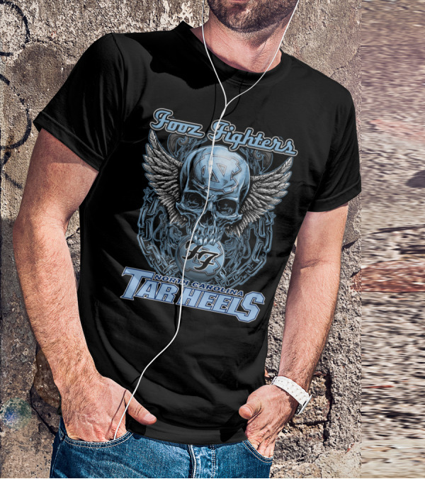 Foo Fighters North Carolina Tar Heels Skull Wings T-Shirt