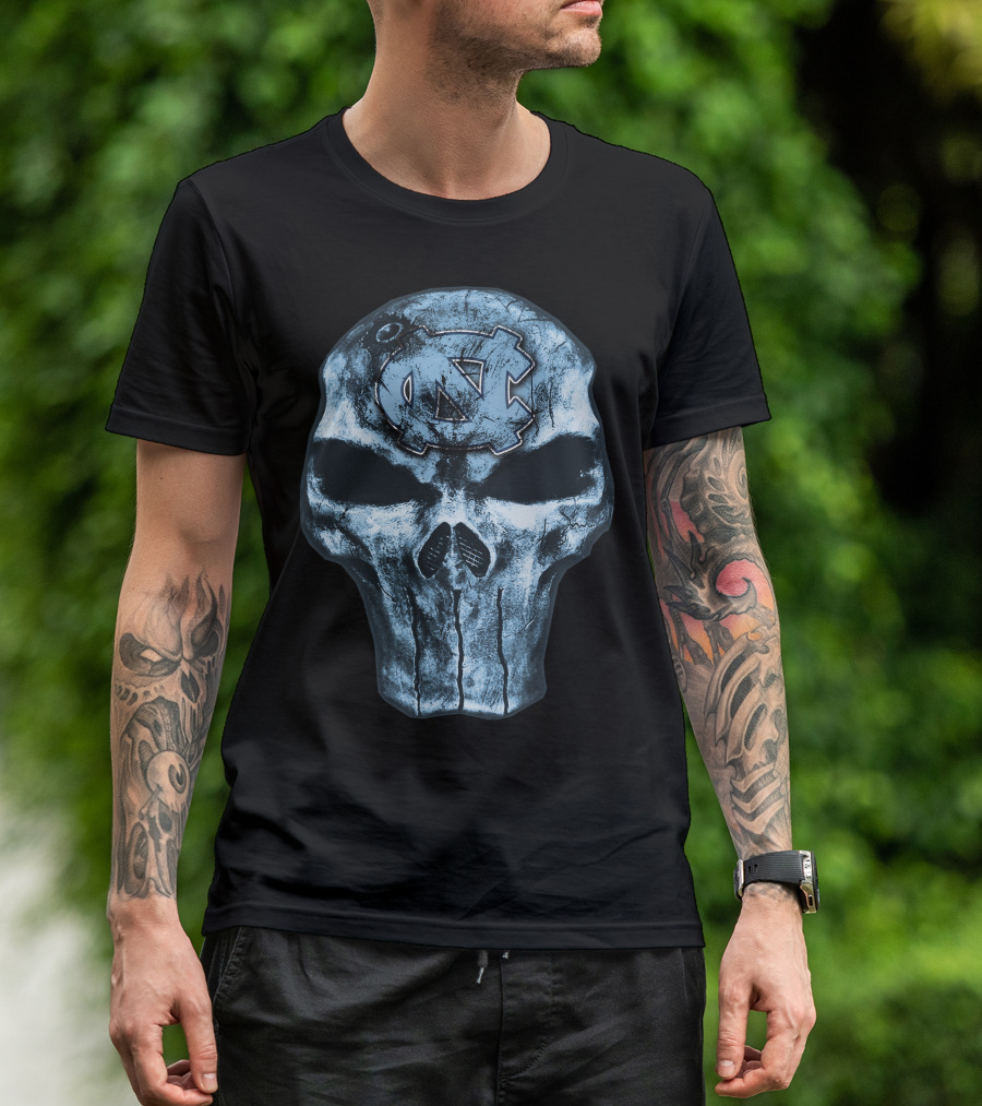 North Carolina Tar Heels Skull With UNC T-Shirt