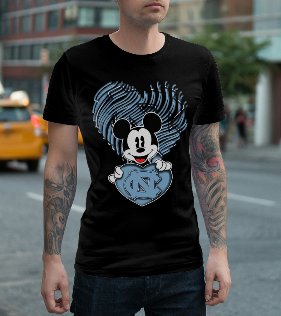 Mick Mouse North Carolina Tar Heels Heart T-Shirt