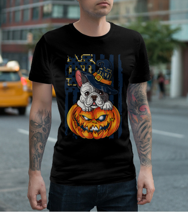 Notre Dame Bulldog Halloween Pumpkin T-Shirt