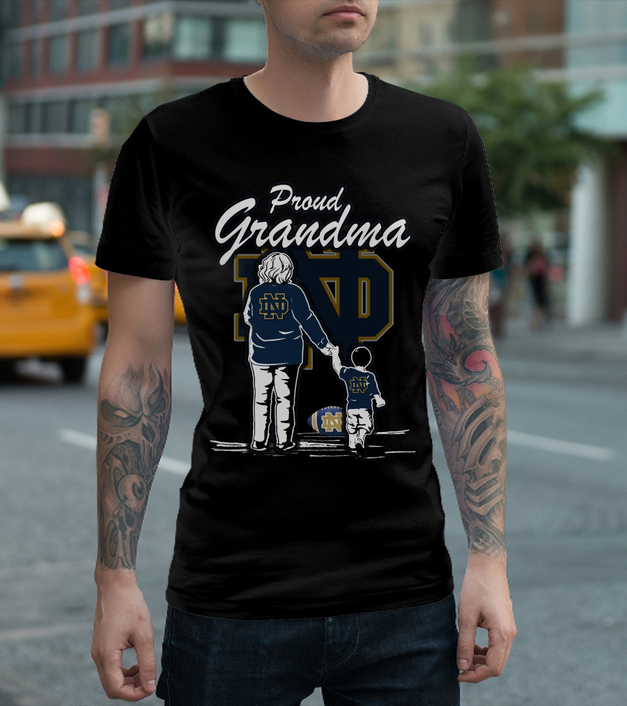 Proud Grandma Notre Dame Fighting Irish Family Football Heritage T-Shirt