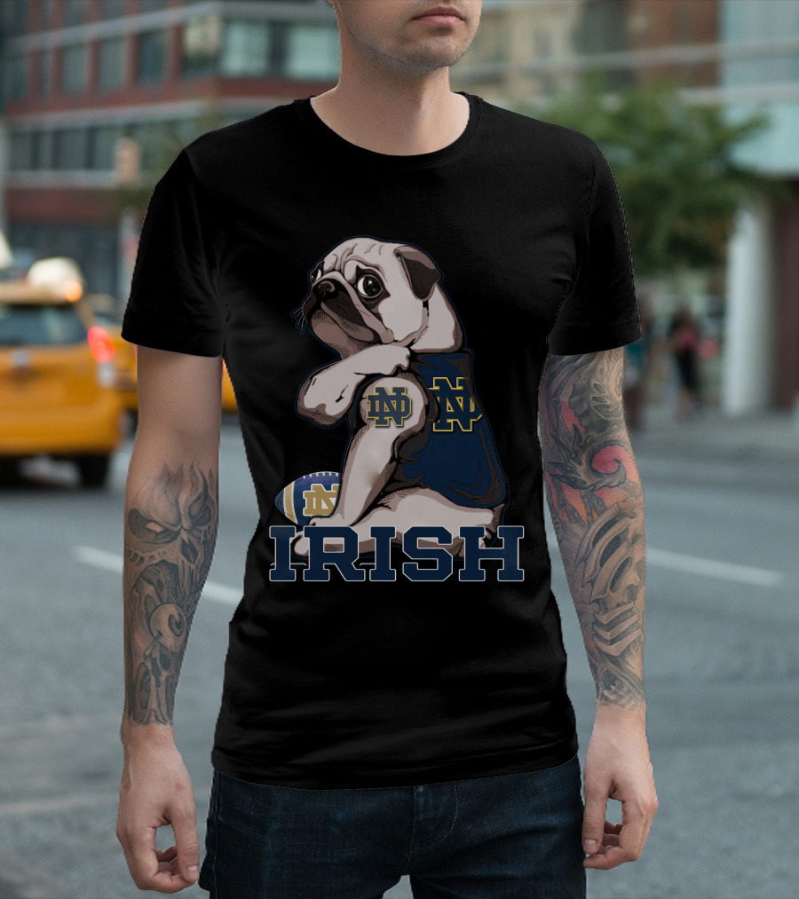 Pug in Notre Dame ND Irish Football Gear T-Shirt