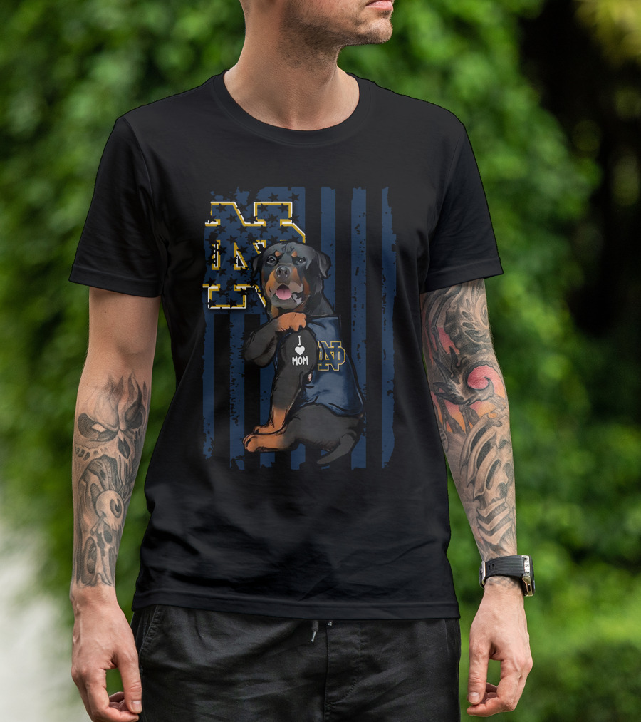 Rottweiler I Love Mom Notre Dame Fighting Irish ND T-Shirt