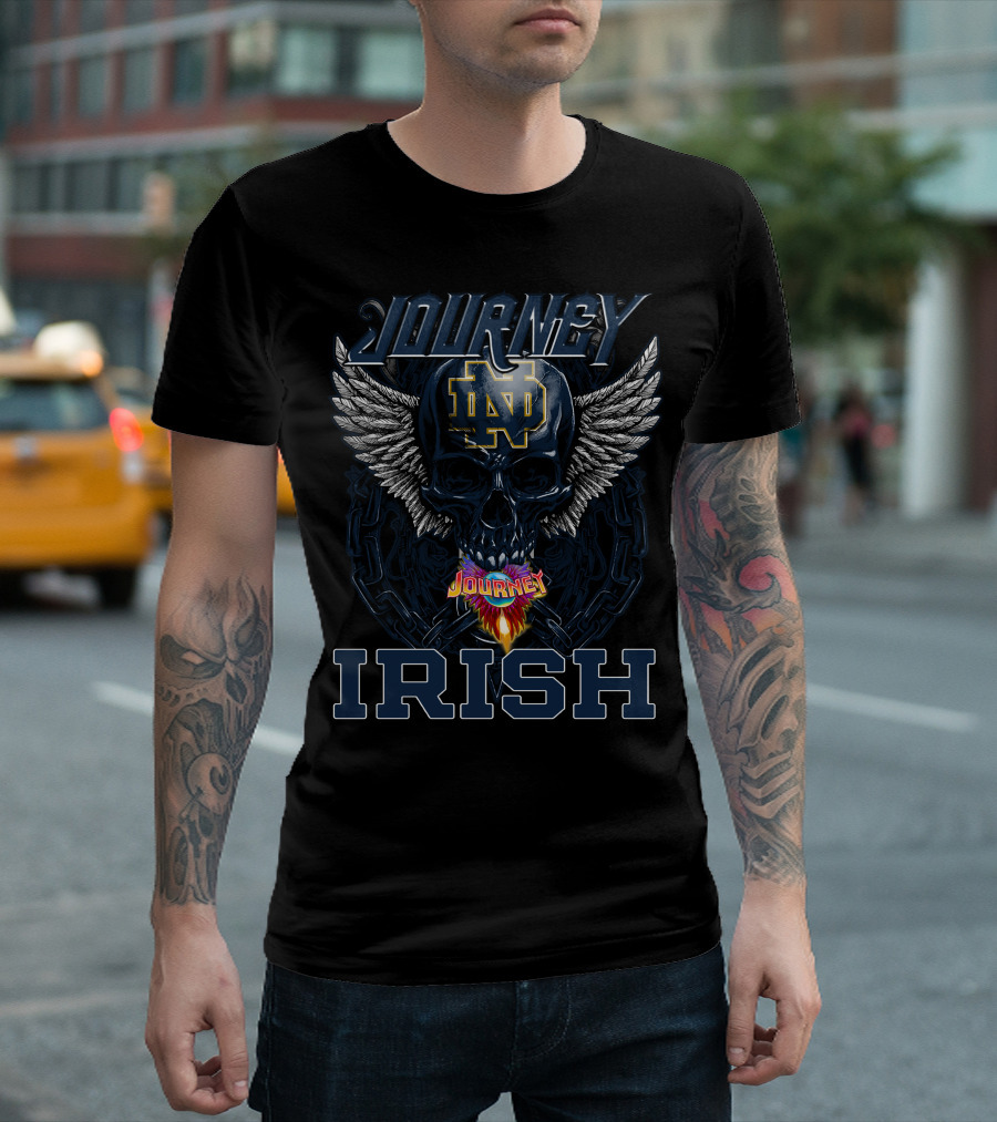 Journey Notre Dame ND Fighting Irish Skull Wings Chain T-Shirt