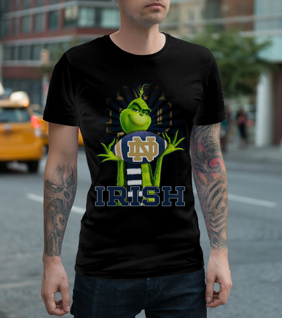 Grinch Holding Notre Dame Football Irish T-Shirt