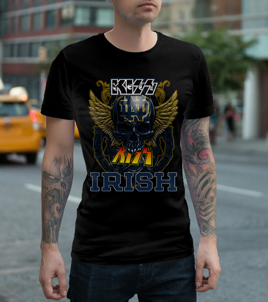 Kiss Notre Dame ND Winged Skull Irish T-Shirt