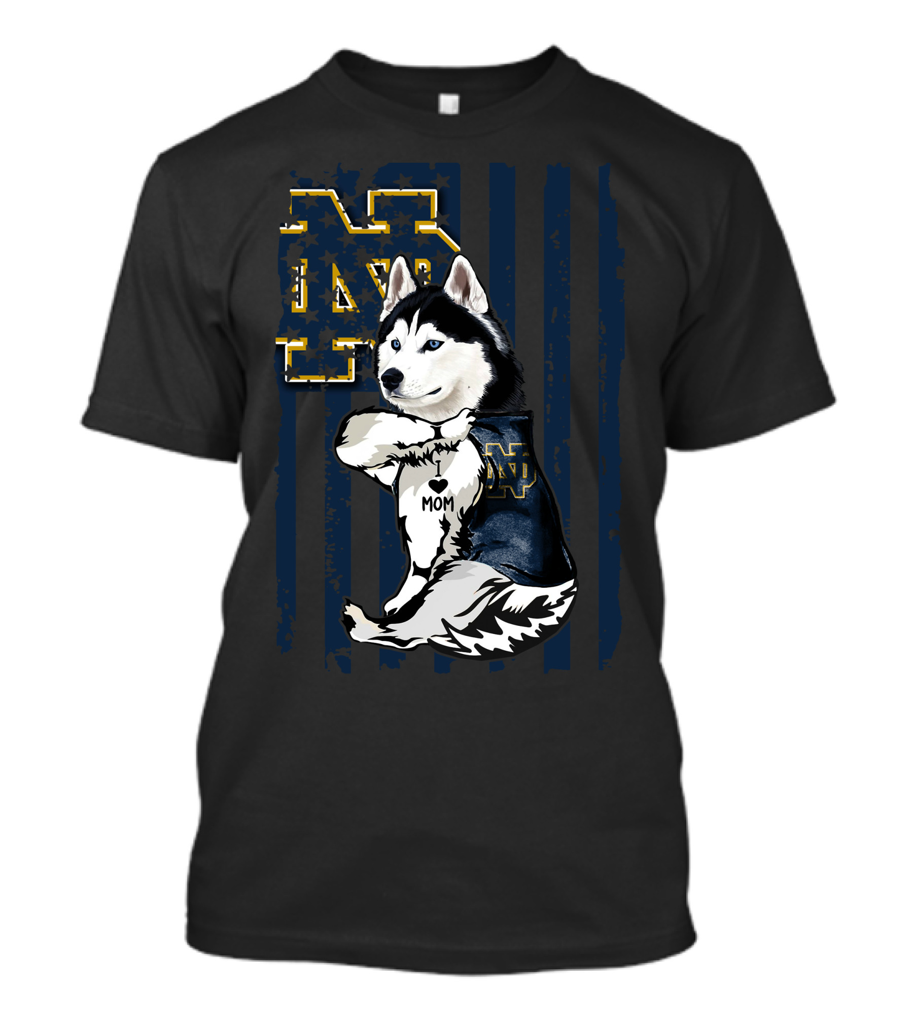 Notre Dame Fighting Irish Siberian Husky I Love Mom T-Shirt