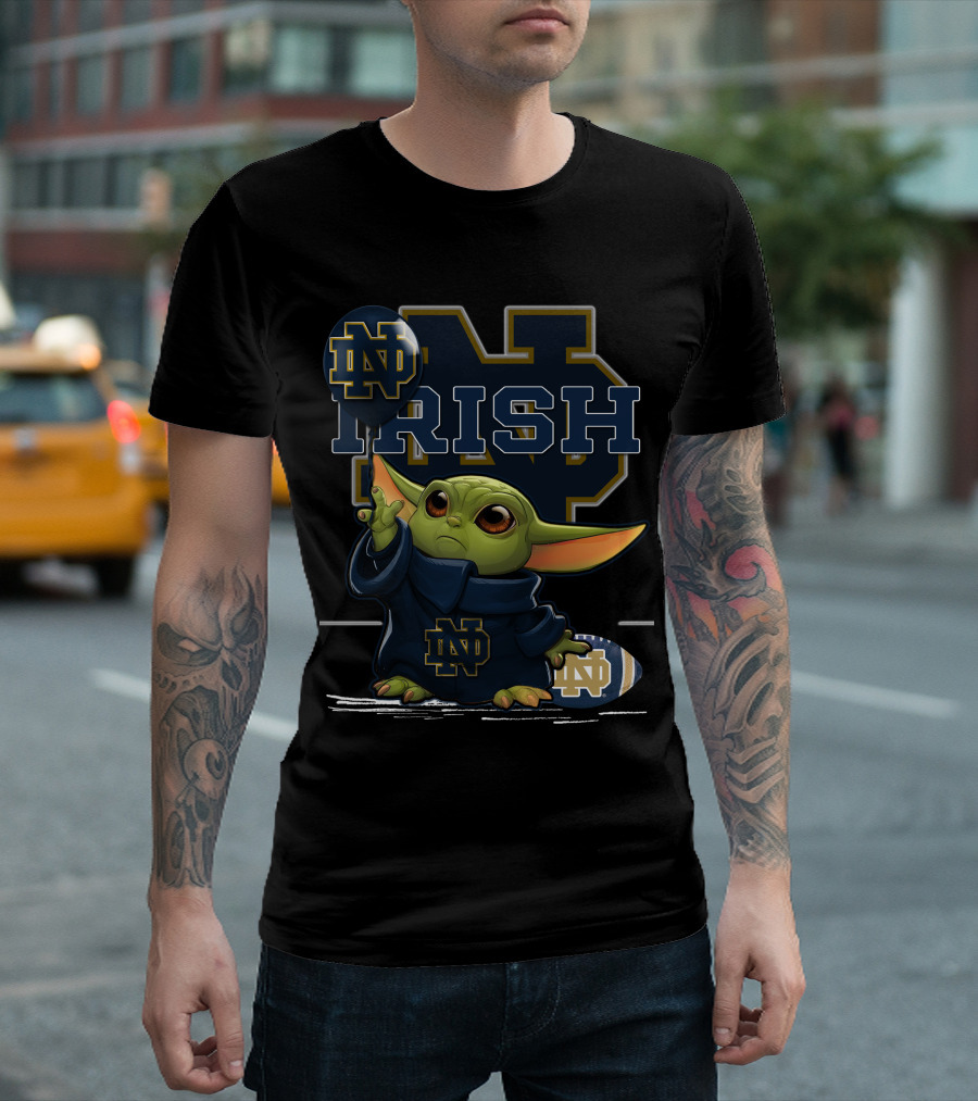 Yoda Notre Dame Irish ND Football Balloon T-Shirt