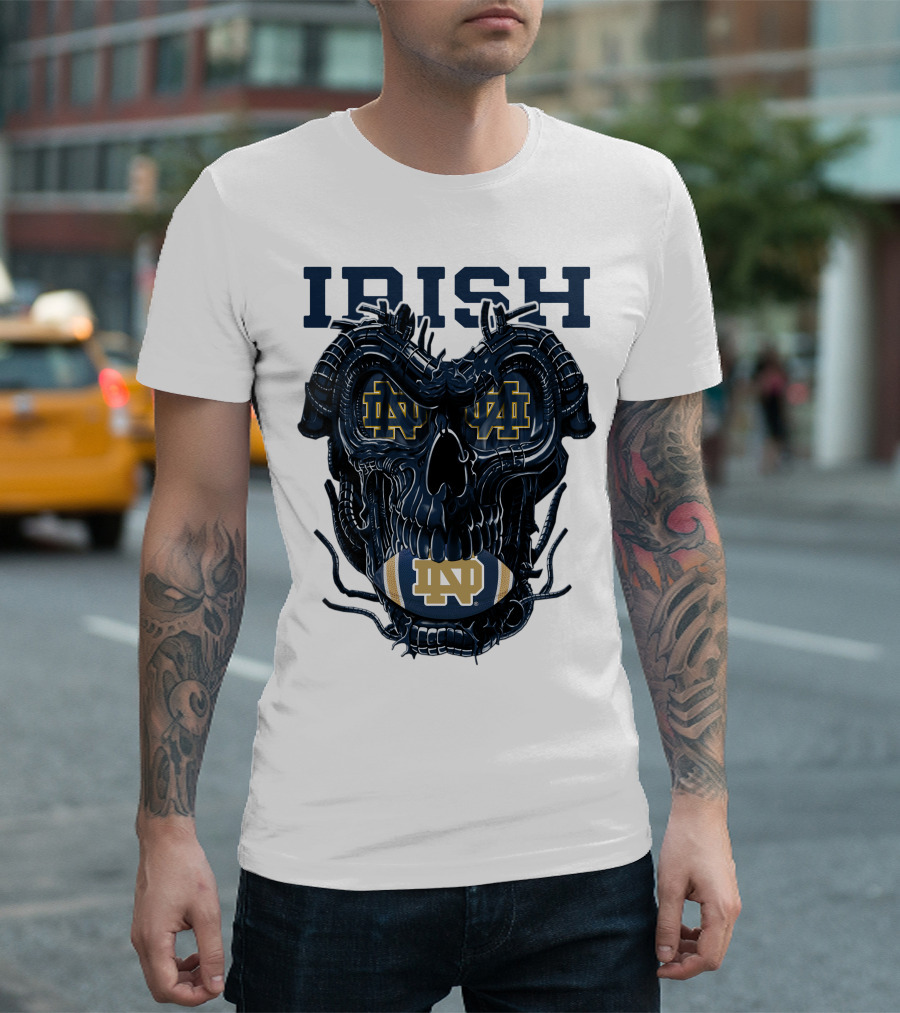 Dragonskull Notre Dame Irish ND Football Skull T-Shirt