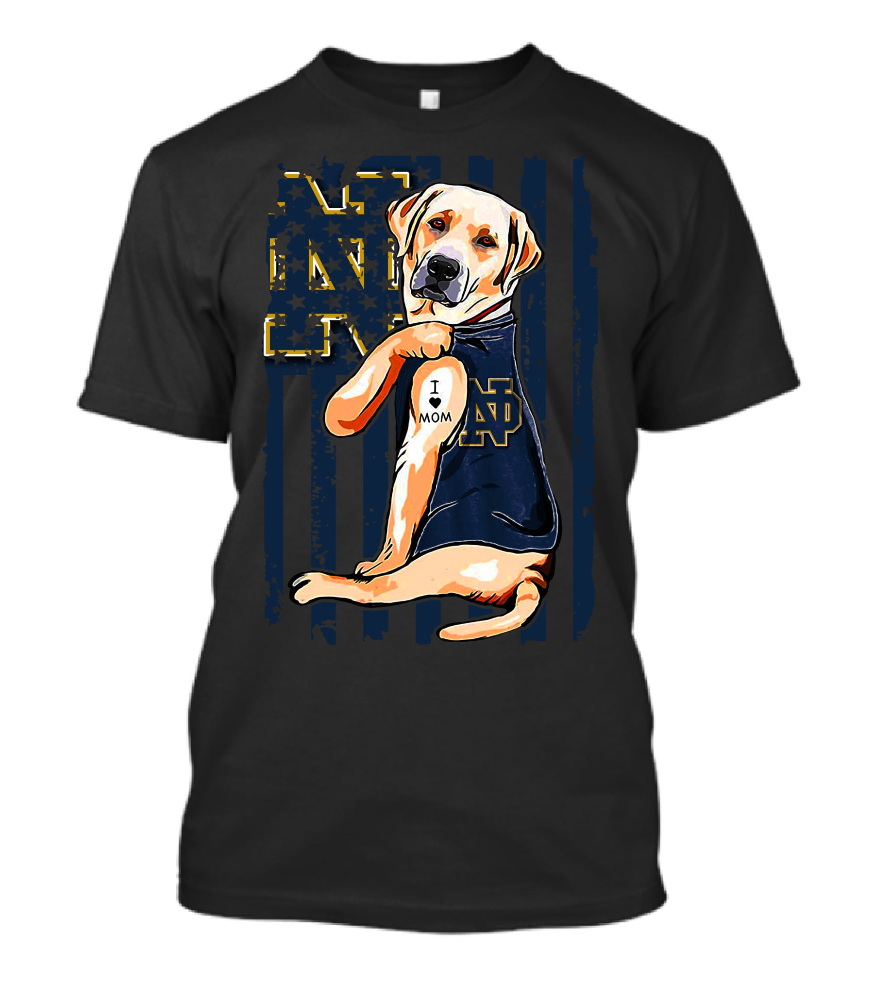 Notre Dame Fighting Irish Labrador Retriever I Love Mom T-Shirt