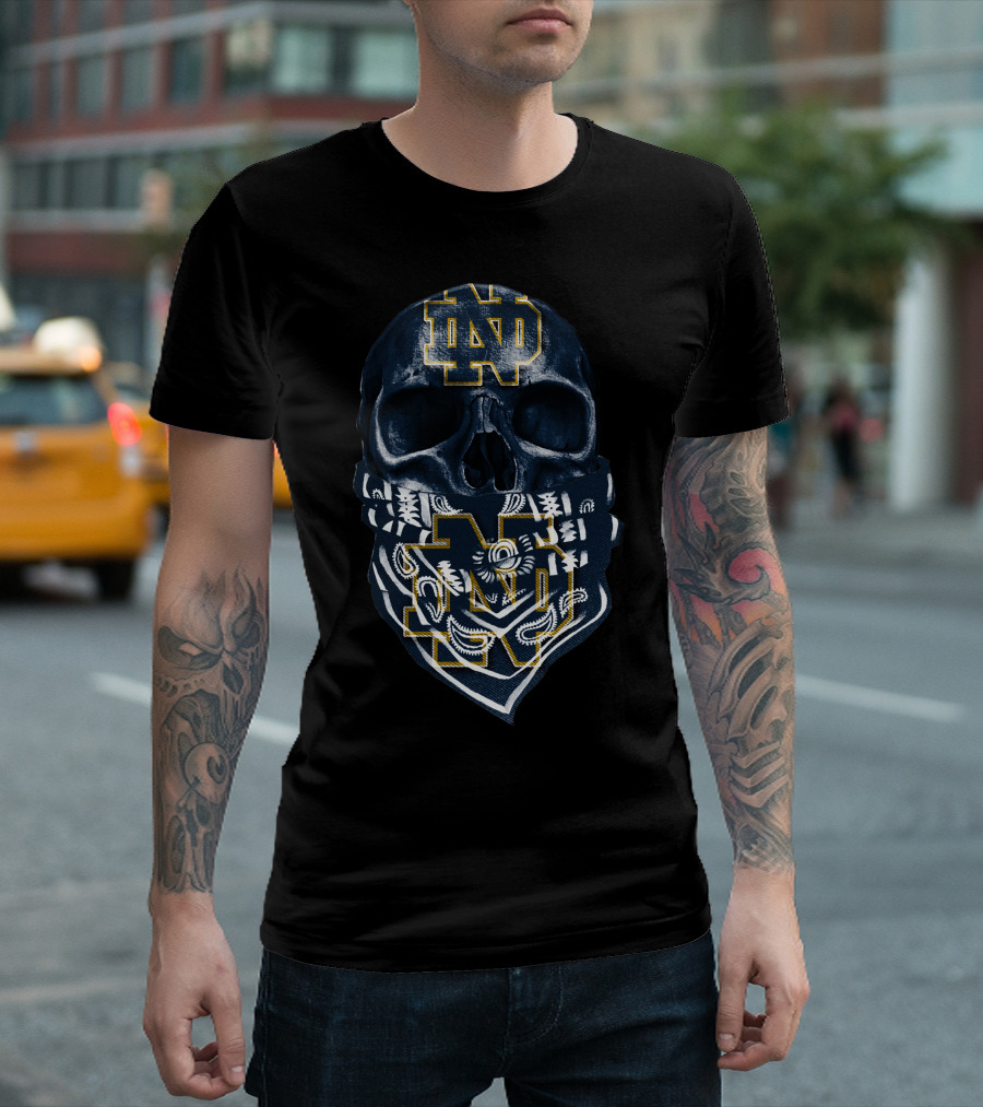 Skull ND Notre Dame Fighting Irish Bandana T-Shirt