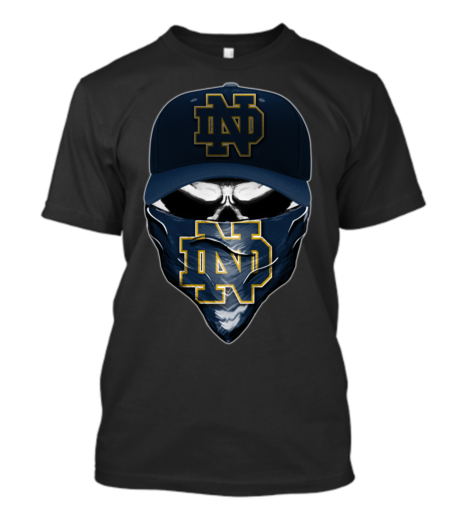 Notre Dame Fighting Irish Skull ND Logo Hat And Bandana T-Shirt