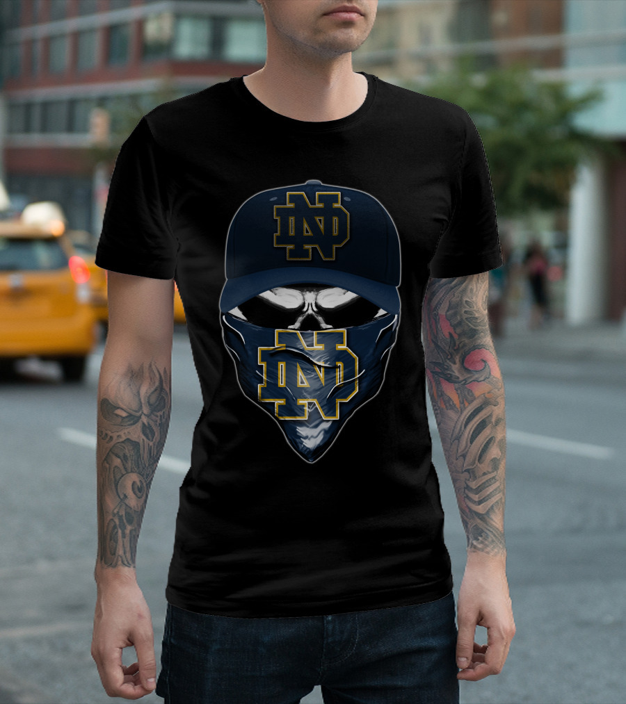 Notre Dame Fighting Irish Skull ND Logo Hat and Bandana T-Shirt
