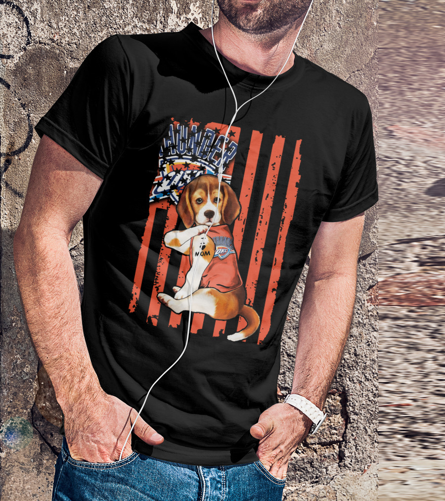 Oklahoma City Thunder Beagle Puppy Tattoo I Love Mom T-Shirt