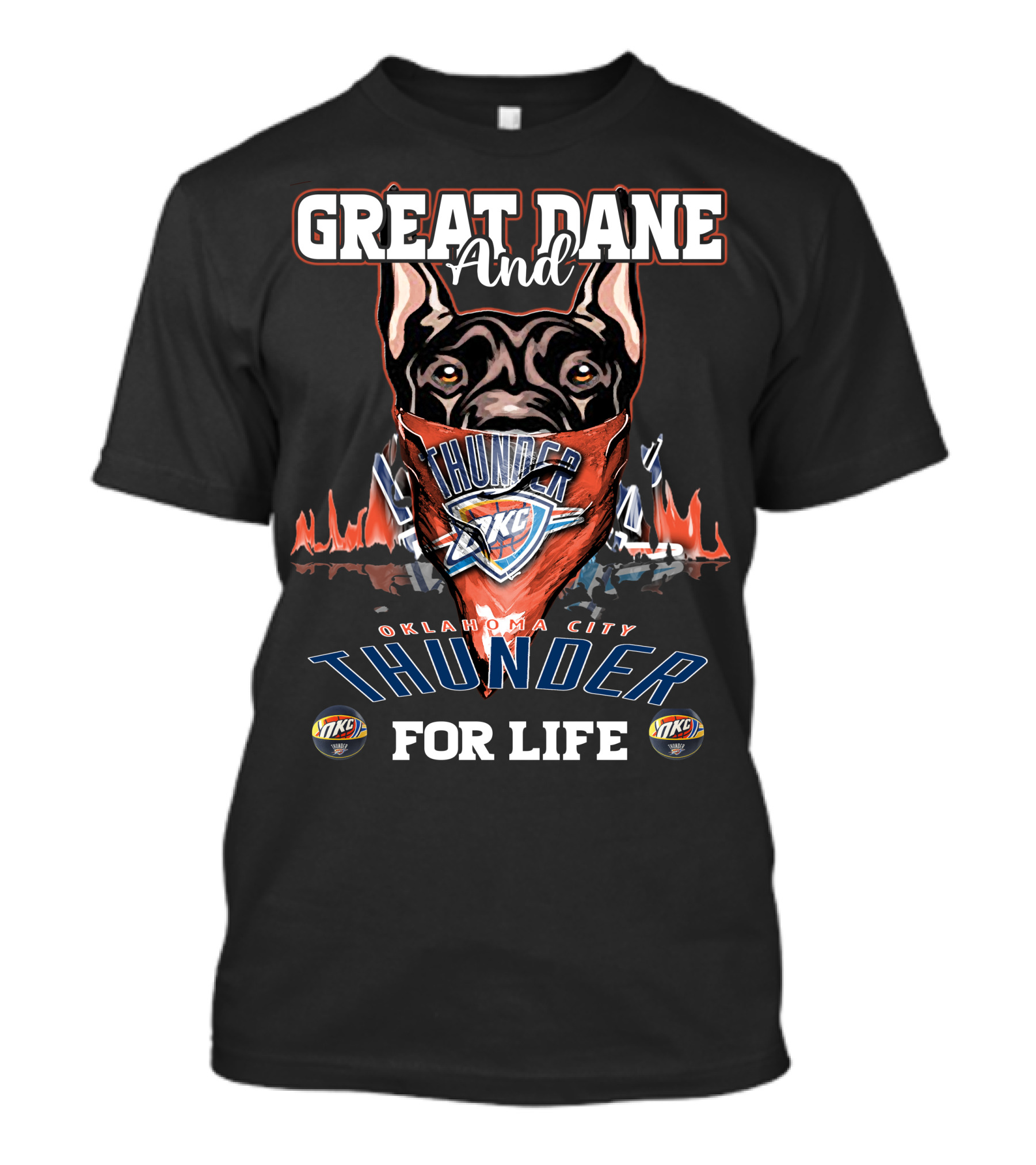 Great Dane And Oklahoma City Thunder For Life T-Shirt