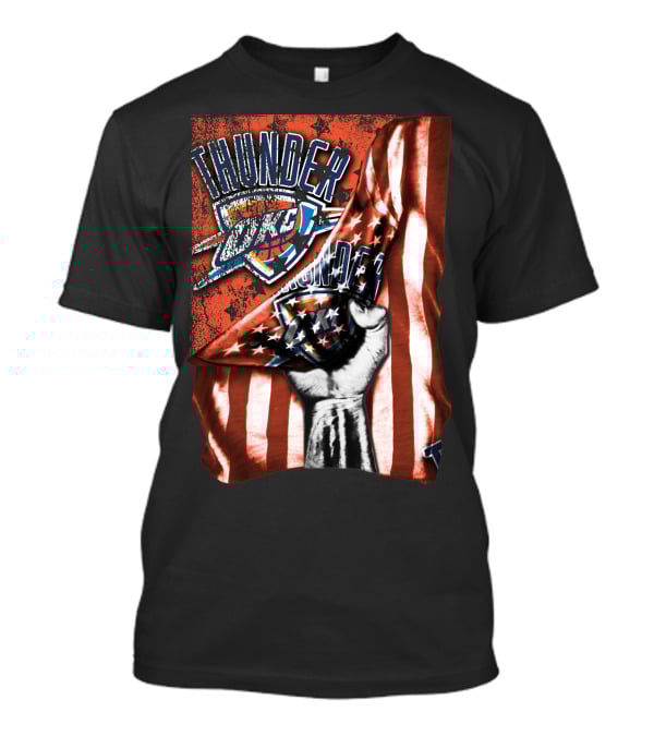 Thunder OKC Basketball Flag Grunge Print T-Shirt