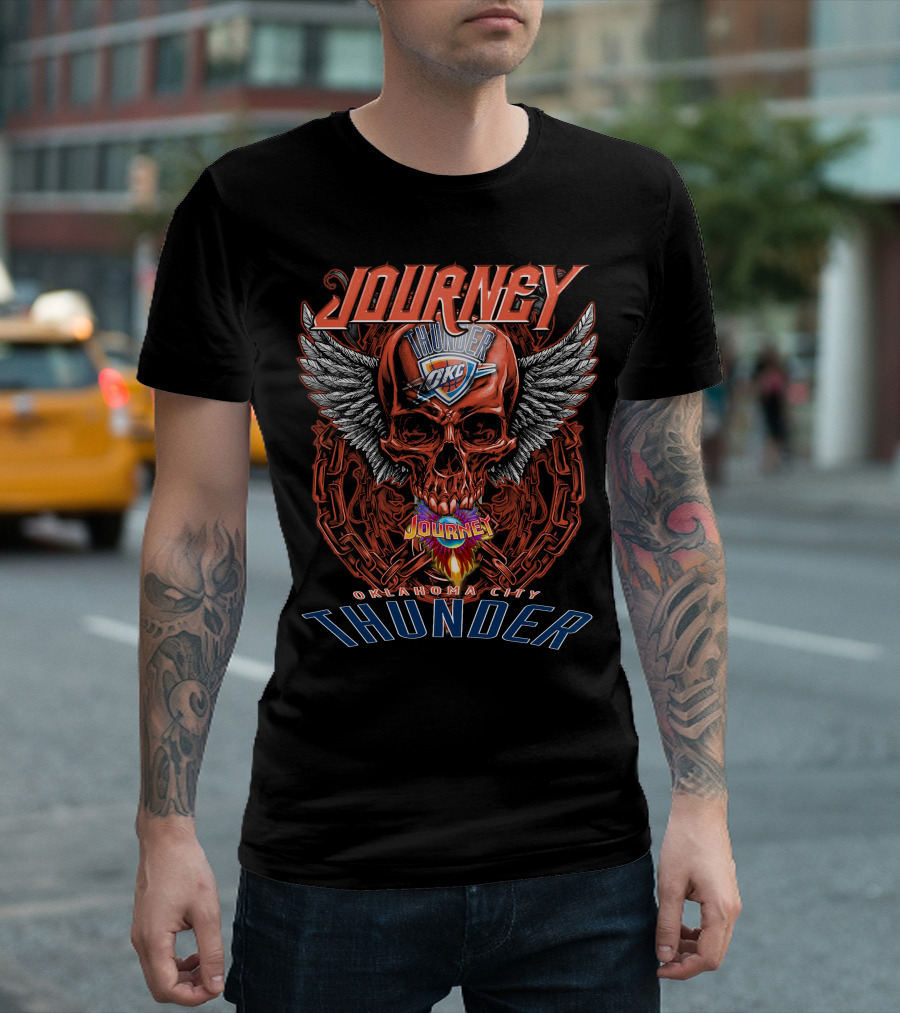 Journey Oklahoma City Thunder Skull Wings T-Shirt