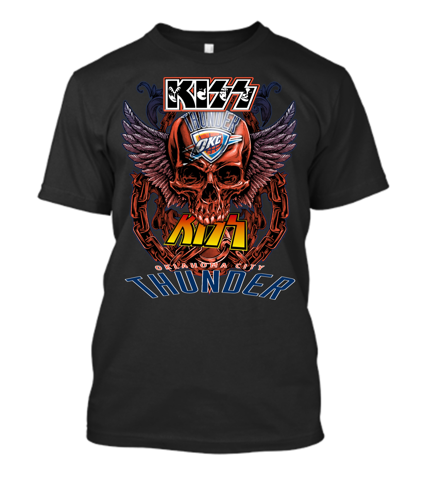 Kiss Oklahoma City Thunder Skull Wings T-Shirt