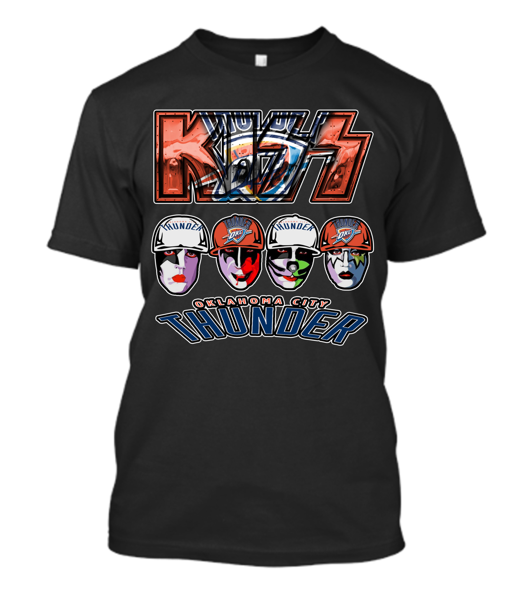 Kiss Oklahoma City Thunder Mascot Face Paint Display T-Shirt