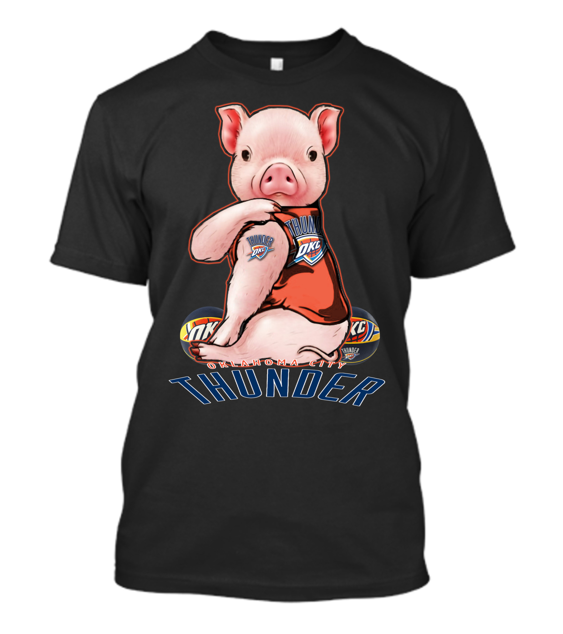Pig Wearing Oklahoma City Thunder Basketball Jersey T-Shirt