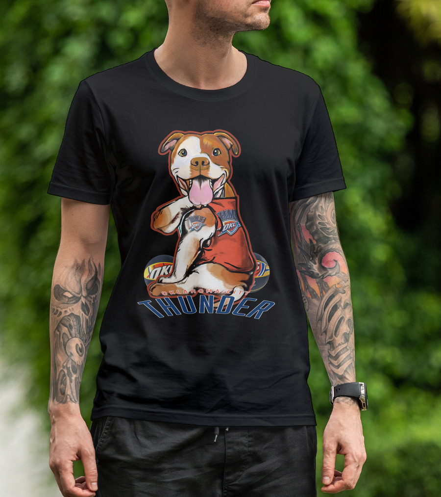 Oklahoma City Thunder Pitbull Dog OKC Basketball T-Shirt