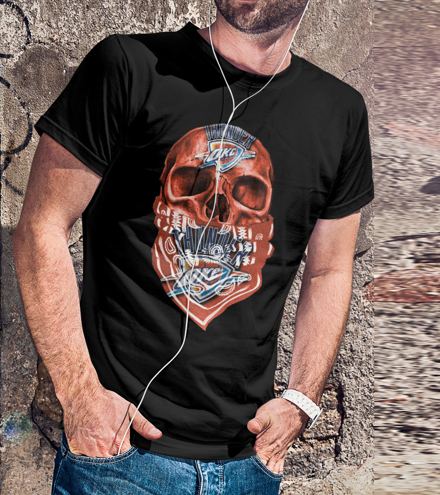 Skull Oklahoma City Thunder Logo Bandana T-Shirt