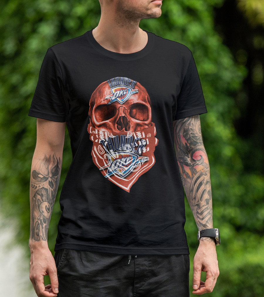 Skull Oklahoma City Thunder Logo Bandana T-Shirt