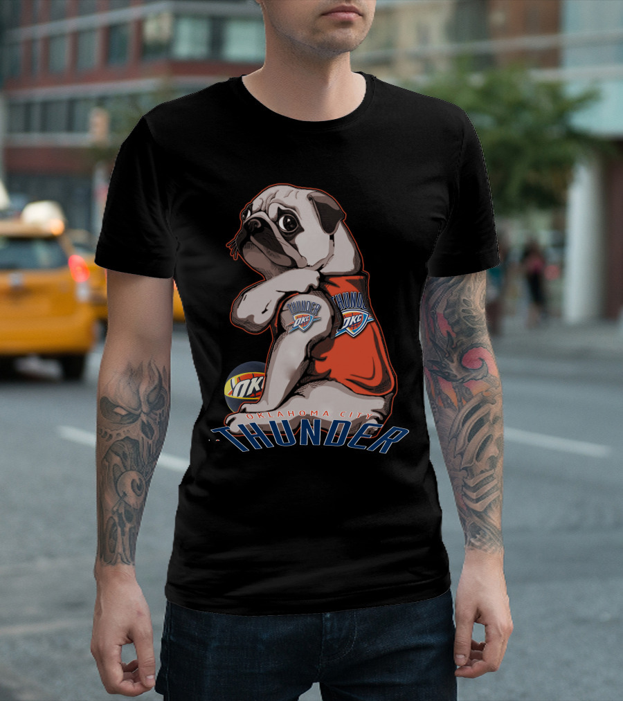 Oklahoma City Thunder Pug with DKC Thunder T-Shirt