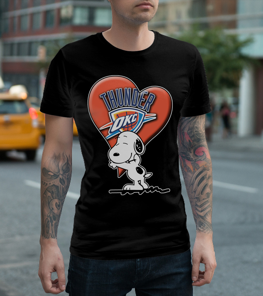 Snp V1 Oklahoma City Thunder Okc Snoopy Heart T-Shirt