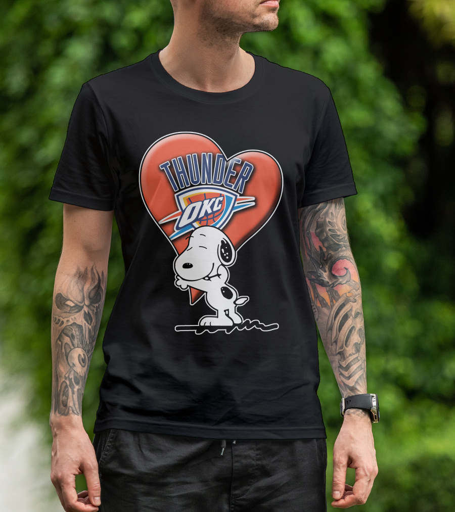 Snp V1 Oklahoma City Thunder Okc Snoopy Heart T-Shirt
