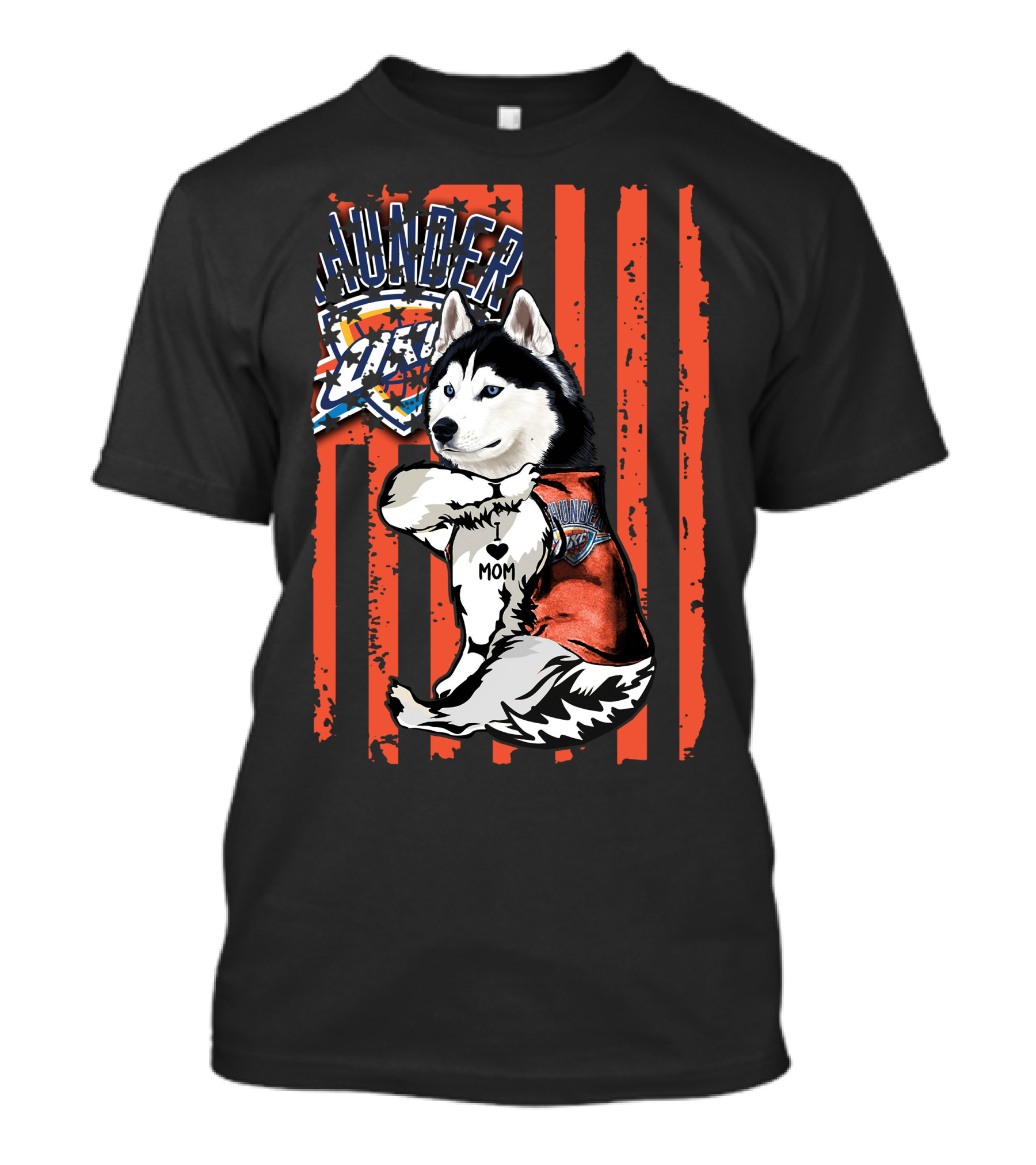 Thunder Siberian Husky Mom Oklahoma City Basketball T-Shirt