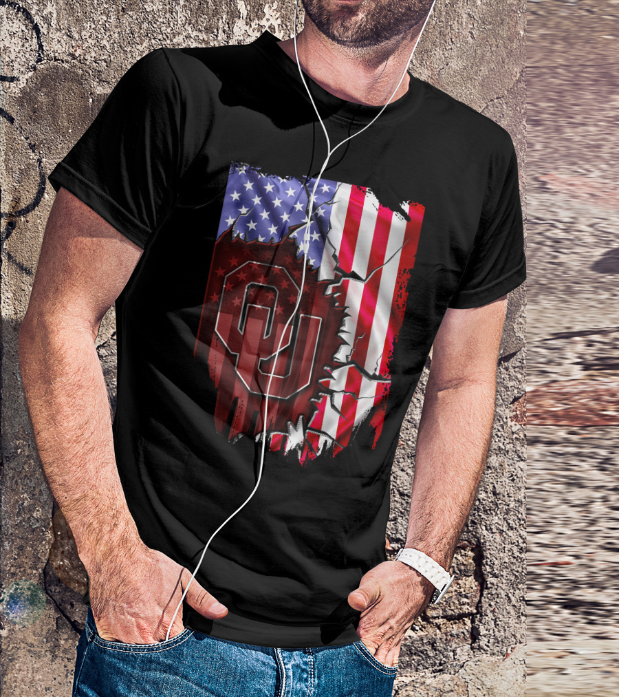 American Flag Oklahoma Sooners OU T-Shirt