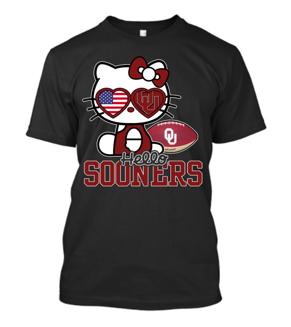 Hello Kitty Oklahoma Sooners Football American Flag T-Shirt