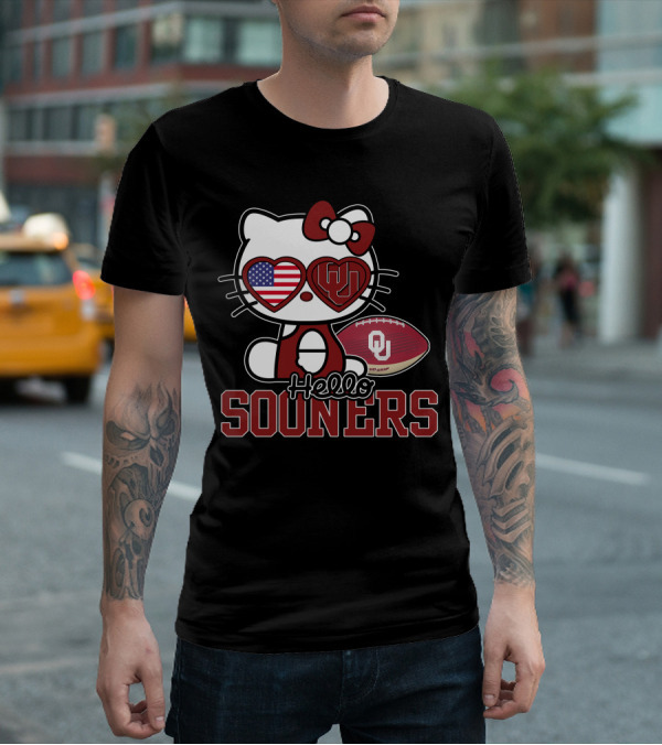 Hello Kitty Oklahoma Sooners Football American Flag T-Shirt