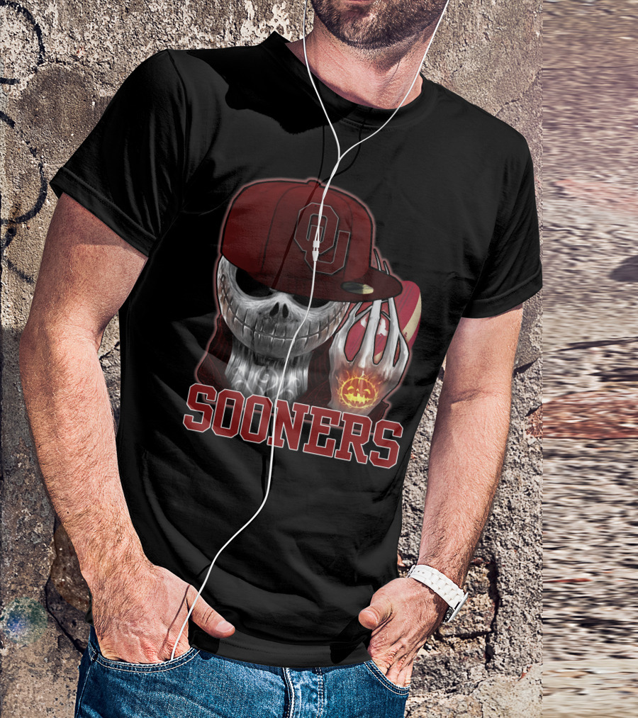 Jackskull Oklahoma Sooners Halloween Skeleton Pumpkin T-Shirt
