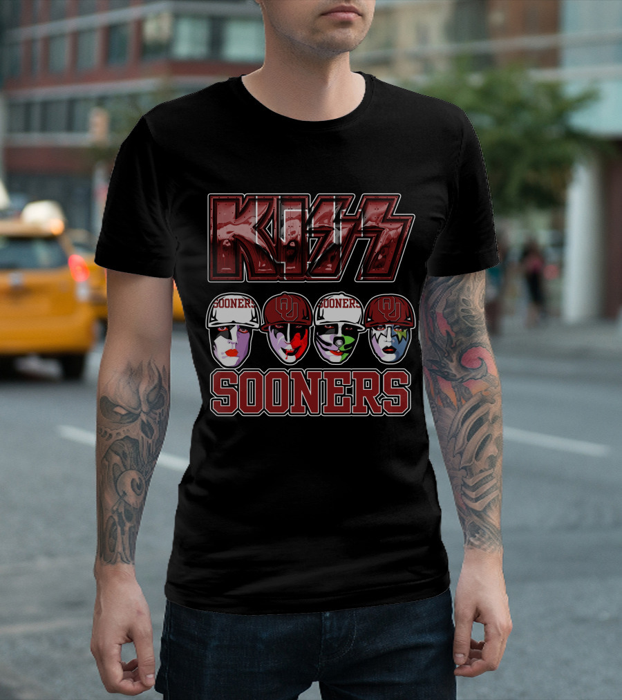 KISS Sooners Oklahoma Faces in Makeup and Hats T-Shirt