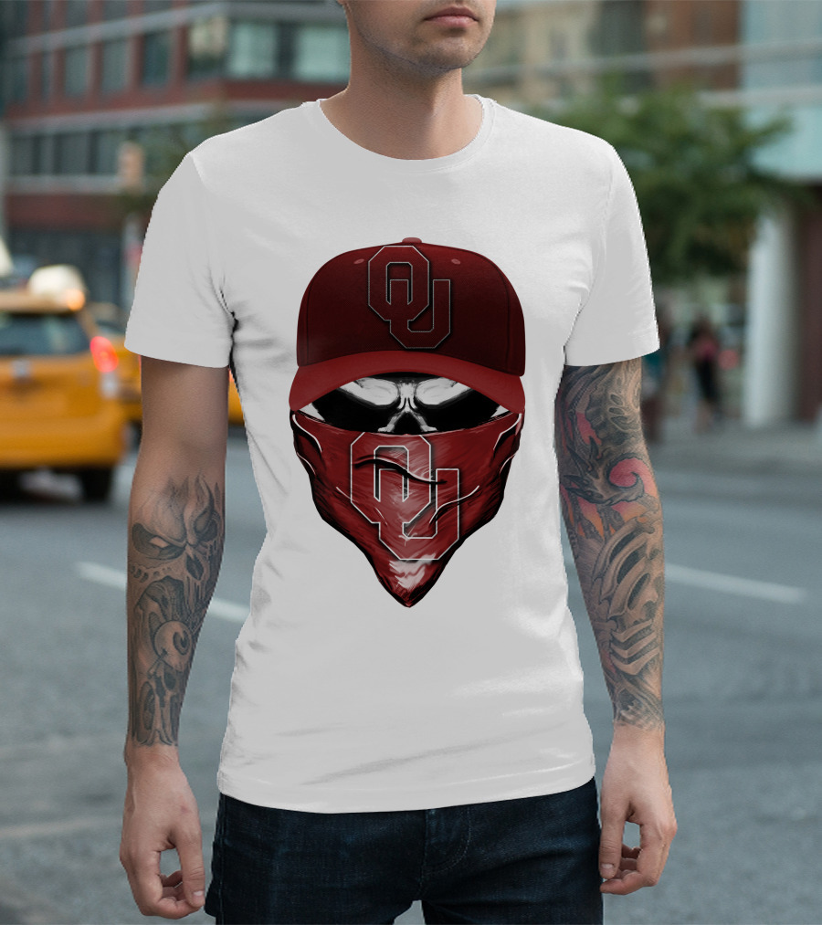 OU Skull Red Cap Bandana Oklahoma Sooners T-Shirt
