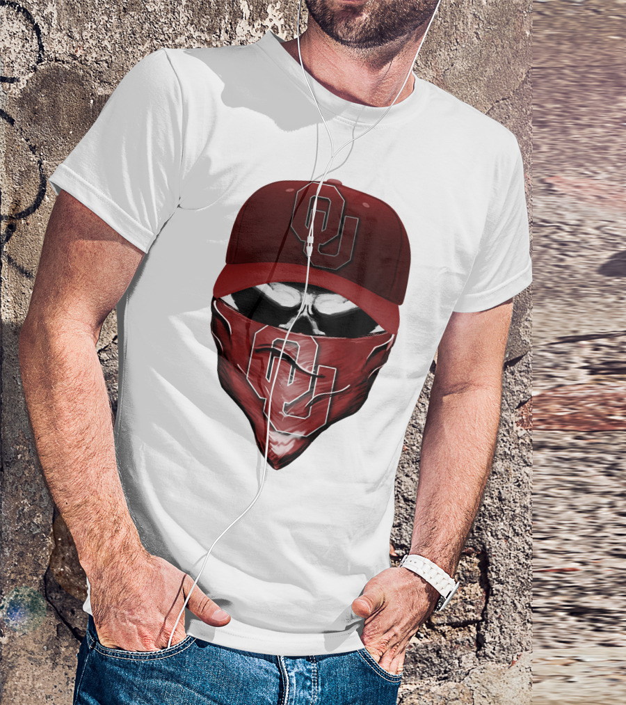 OU Skull Red Cap Bandana Oklahoma Sooners T-Shirt