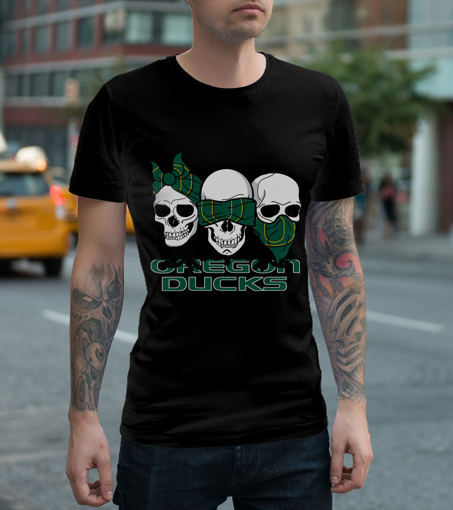 3 Skull Oregon Ducks Bandana T-Shirt