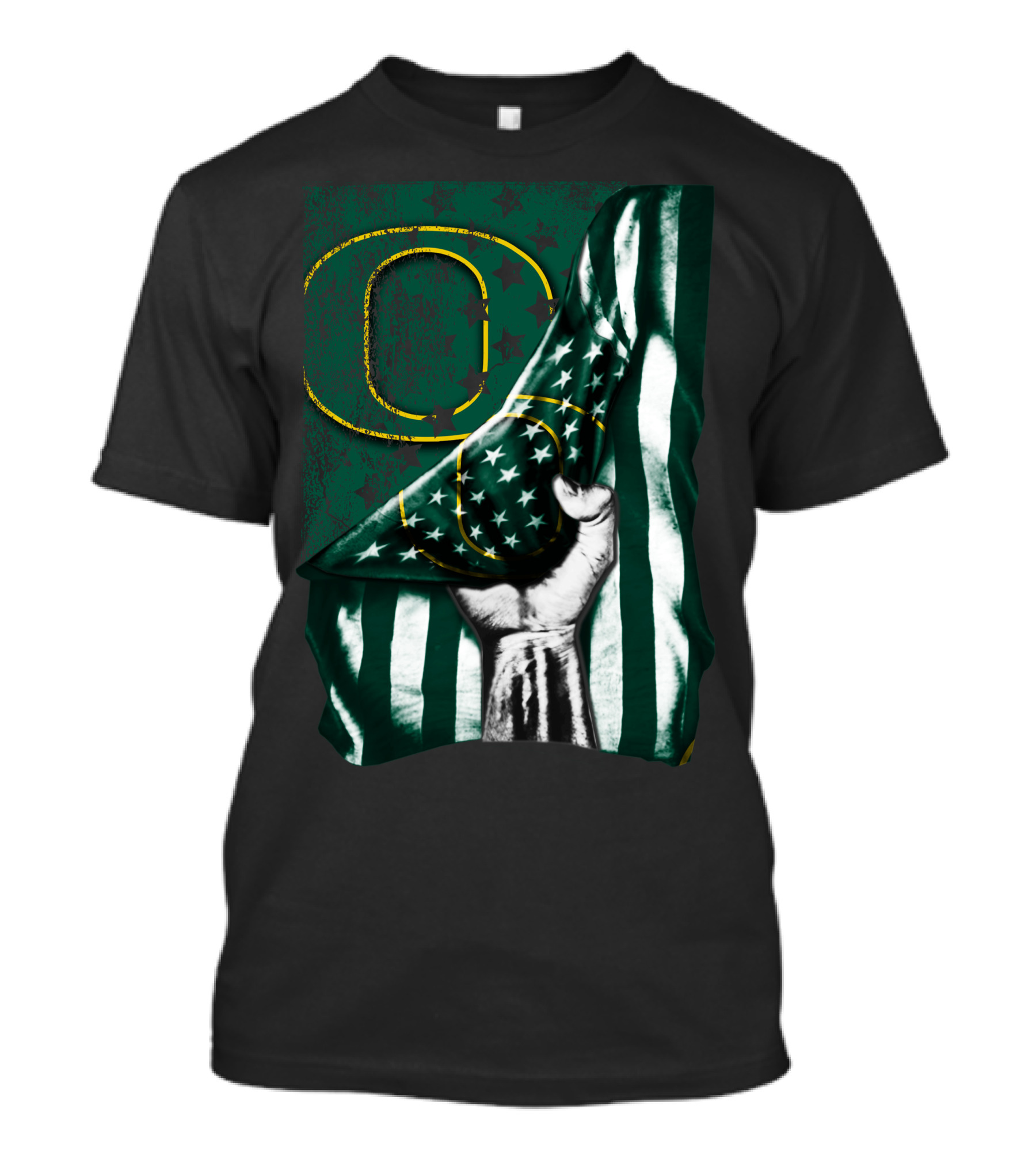 Oregon Ducks American Flag Fist And Stars T-Shirt