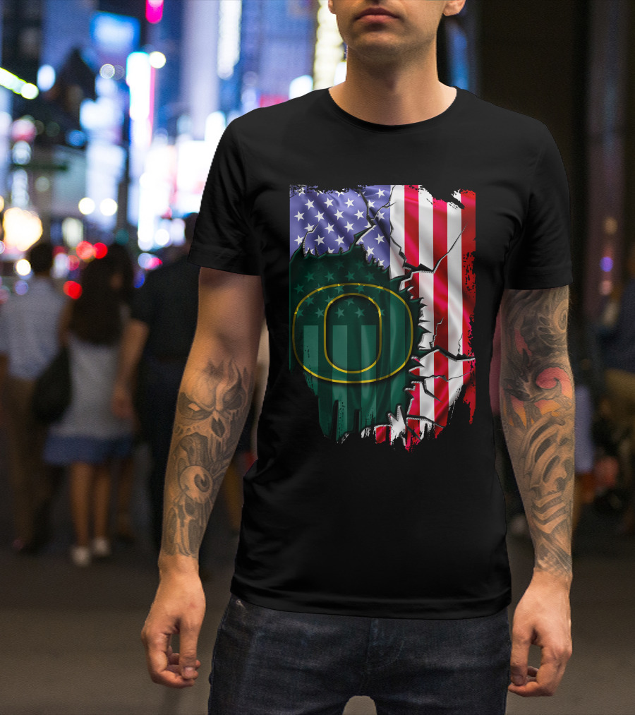 American Flag Oregon Ducks T-Shirt