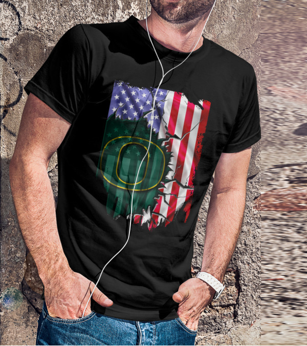 American Flag Oregon Ducks T-Shirt