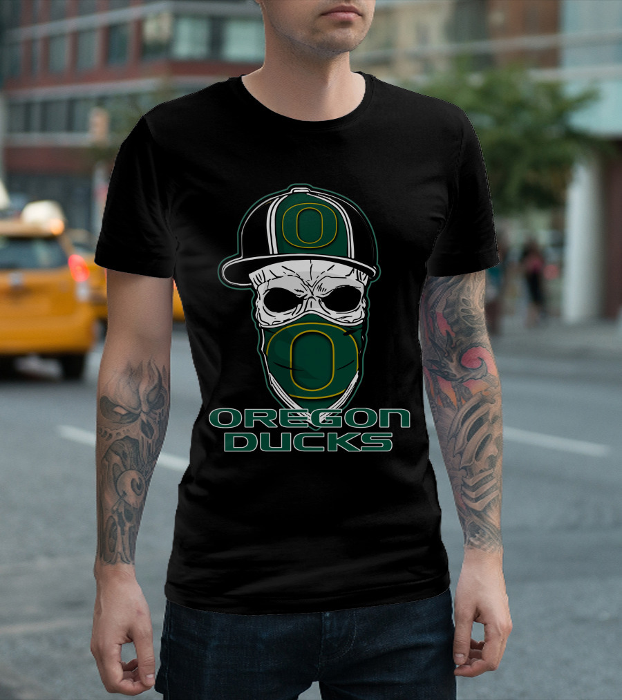 Oregon Ducks Skull Hat T-Shirt