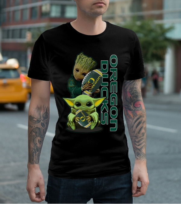 Groot Baby Yoda Oregon Ducks Football T-Shirt