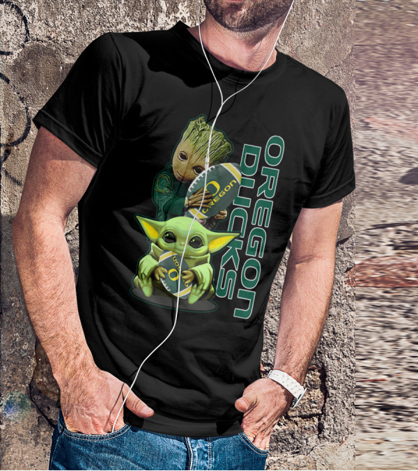 Groot Baby Yoda Oregon Ducks Football T-Shirt