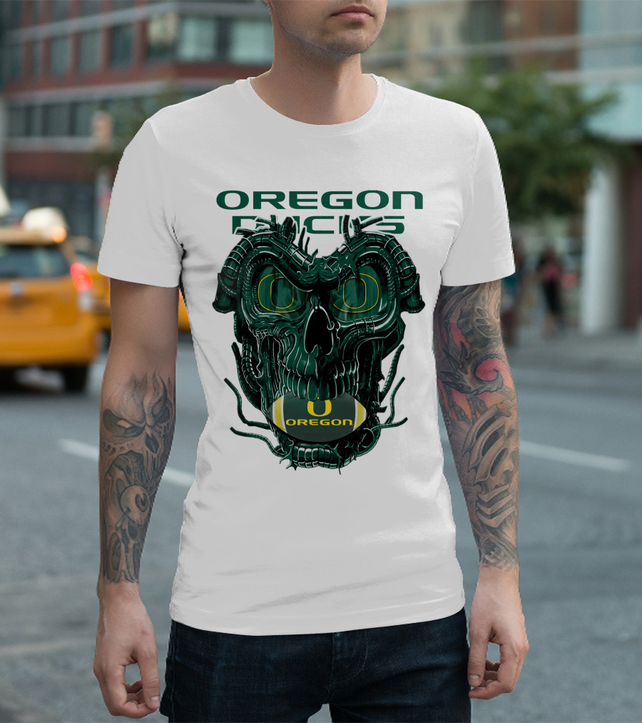 Oregon Ducks Dragonskull Football Fusion T-Shirt