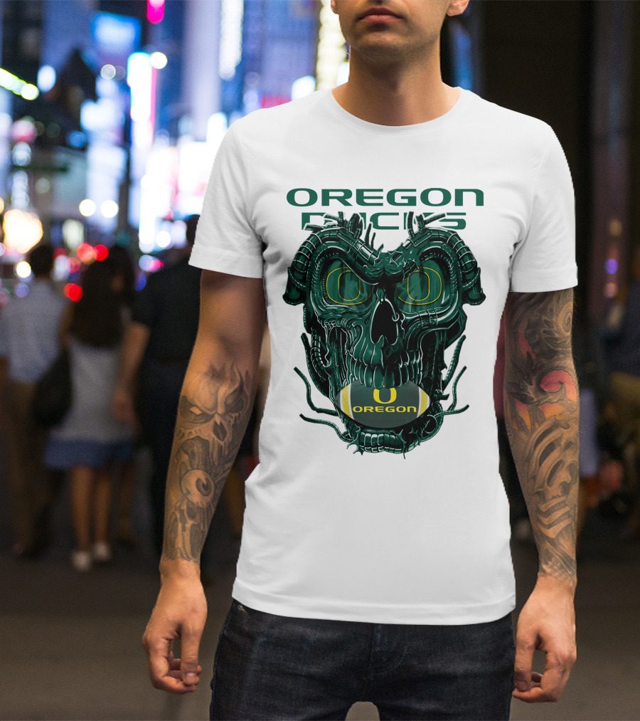 Oregon Ducks Dragonskull Football Fusion T-Shirt