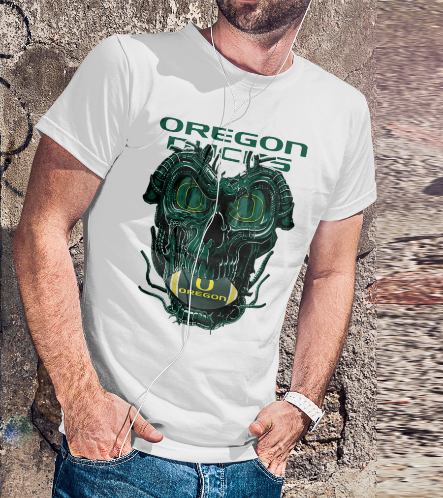 Oregon Ducks Dragonskull Football Fusion T-Shirt